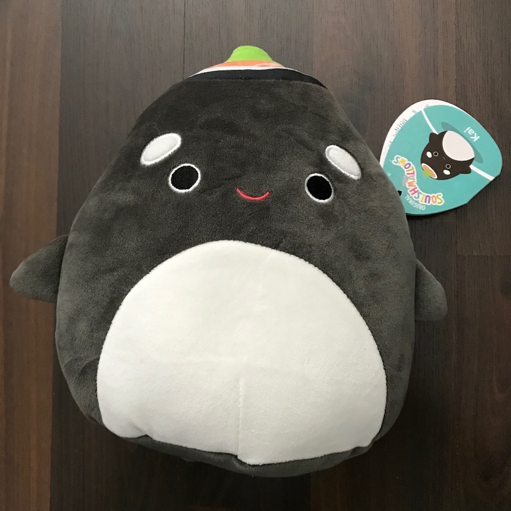 NWT 8" Squishmallows Kai the Orca Whale Sushi With Wasabi Plush